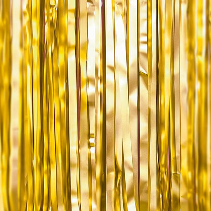 PartyWoo Gold Streamers Curtain Backdrop 3pcs Foil Fringe Curtain 8.2FT Gold Tinsel Fringe Backdrop Photo Booth for Bachelorette Baby Shower Graduation Wedding Birthday Anniversary Party Decorations