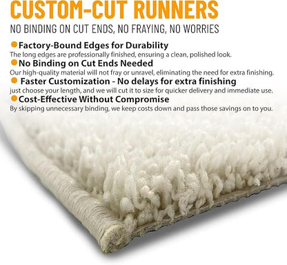 Ottomanson 3' x 20' Shaggy Runner Rug - Plush & Cozy Non-Slip Carpet for Bedroom, Living Room, Bathroom & Entryway - Durable & High-Traffic Friendly for Hallways & Dorms, Cream