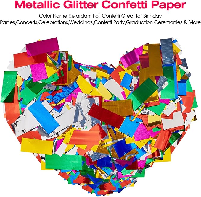 Metallic glitter Confetti Paper - Color Flame Retardant Foil Confetti Great for Birthday Parties,Concerts,Celebrations,Weddings,Confetti Party,Graduation Ceremonies & More (0.45)