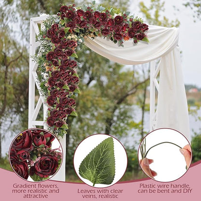8 Bundles Artificial Peonies Flowers Boho Faux Flowers Arrangements Artificial Centerpiece Spring Bouquet Floral Wedding Decoration for Vase(Burgundy)