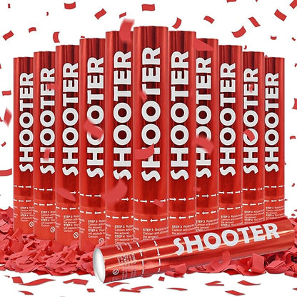 12 Pack Red Biodegradable Confetti Cannon-Confetti Poppers for Wedding, Graduation, Birthday, New Year's Eve Celebration Valentines Day Wedding Engagement Anniversary Bridal Shower Party Supplies