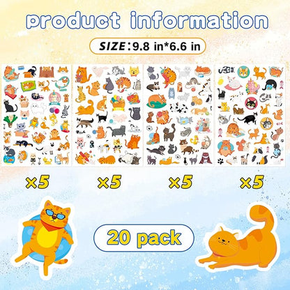 Cute Cat Stickers Kitty Decal Sticker 685 Counts Party Gifts Goodie Bags Decor Reward Animal Birthday Party Favors Vinyl Waterproof Cat Water Bottle Laptop Stickers Invitation Decor