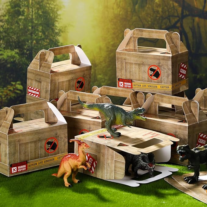 Bucherry 12 Pcs Dinosaur Treat Boxes Dino Party Favor Boxes Candy Goodie Gift Containers for Dinosaur Birthday Decorations Dino Birthday Party Supplies Baby Shower Decorations