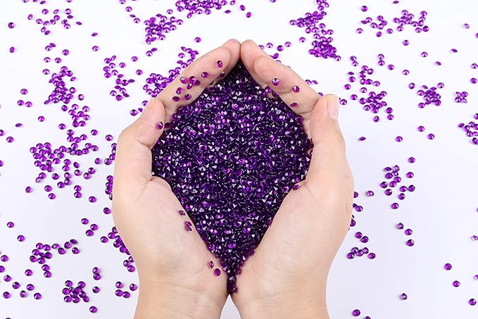 10000 pcs/Pack Wedding Table Scatter Confetti Crystals Acrylic Diamonds Vase Fillers 4.5 mm Rhinestones for Wedding, Bridal Shower, Vase Beads Decorations (Dark Purple)