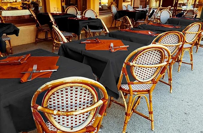 6 Pack Black Square Tablecloths - 52 x 52 Inch, Polyester Table Cover for Square Table, Stain and Wrinkle Resistant Washable Fabric, Restaurant Banquet Party