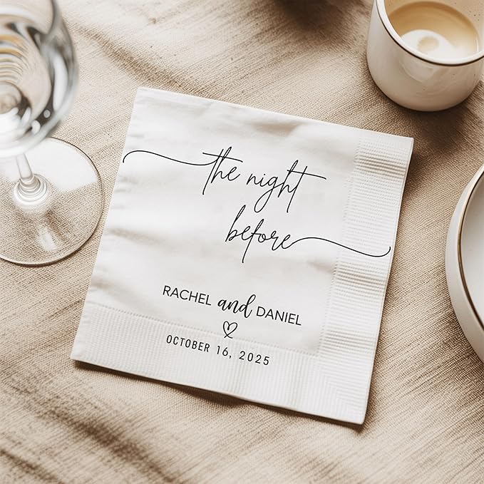 Luxury Personalized Rehearsal Dinner Napkins, Custom Rehearsal Dinner Decor, Bachelorette Napkins, Custom Cocktail Napkin, Beverage Luncheon Cocktail Napkin For Reception, Bridal Shower