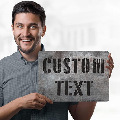 Custom Sign, Custom Street Sign, 11 Font Colors, 13 Font Styles, 4 Hole Options, 22 Sizes, 10x14 Inches, Rust Free DiBound, Fade Resistant, Made in USA by My Sign Center (Grunge Metal)