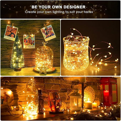 ANJAYLIA 4 Pack Fairy Lights 33ft 100 LED String Lights Battery Operated Mini Twinkle Starry Lights for Wedding, Party, Christmas, Decor, Warm White
