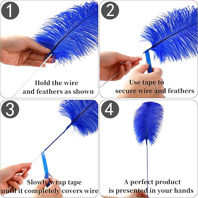 Holmgren Royal Blue Ostrich Feather - 20pcs Making Kit 22 Inch Large Ostrich Feathers for Vase, Floral Arrangement, Wedding Party Centerpieces Home Decorations (Royal Blue)