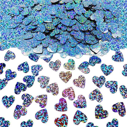 Confetti Heart Metallic Confetti Party Table Decoration Sprinkles DIY for Valentine's Day Wedding Birthday Engagement Bachelorette Theme Party Celebrations Favor Supplies(Heart Silver)