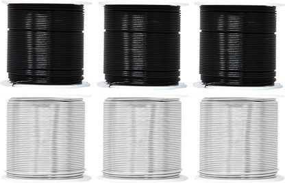 Mandala Crafts 18 Gauge Anodized Aluminum Craft Wire for Jewelry Making - 450 FT Colored Flexible Silver Black Wire - Bendable for Bonsai Armature Crafting Sculpting