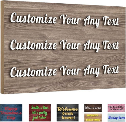 Custom Sign Personalized Wooden Signs for Home Customized Decorative Sign with Text for Wall Doors Bar Business Office Yard - 4 Size & 12 Board Colors Options