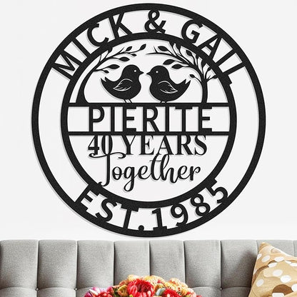Personalized 40th Wedding Anniversary Sign Gifts for Parents Custom Metal Anniversary Sign Personalized Wedding Gifts for Couples Husband Wife Custom Monogram Name Sign Housewarming Gift