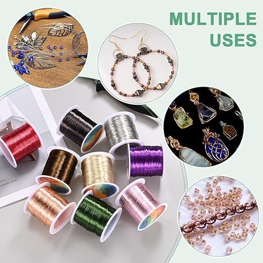 2-Rolls 0.2mm Jewelry Wire, 32 Gauge 328FT Craft Wire Copper Beading Wire for Jewelry Making/Planting/Weaving/DIY Crafting, Soft Metal Wires [100M, Rose Golden]