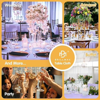 BRILLMAX 6 Pack Lavender Round Tablecloths 108 Inch - Circle Bulk Linen Polyester Fabric Washable Table Cloth Cover for Wedding Reception Banquet Birthday Party Buffet Restaurant
