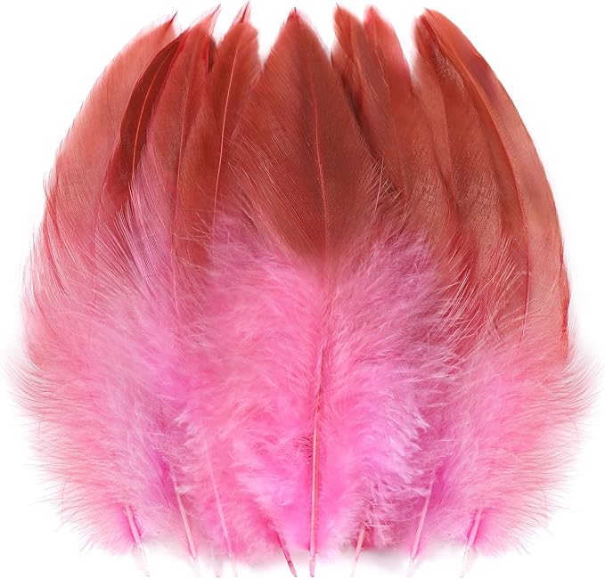 SOGUGOM Pink Rooster Tail Feathers - 200 pcs 5-7 inch Natural Small Feathers Bulk for Craft Projects, Hats, Costume and Party(Light Pink)
