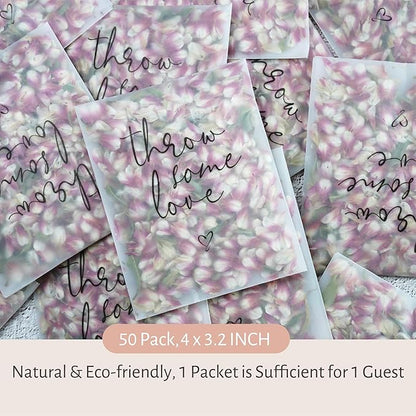 Rainbow Pana 50 Pack Prefilled Confetti Packets | Biodegradable Confetti, Dried Flower Petals | Real Flower Petals to Throw at Wedding, Glassine Bags Rose Wedding Send Off Ideas