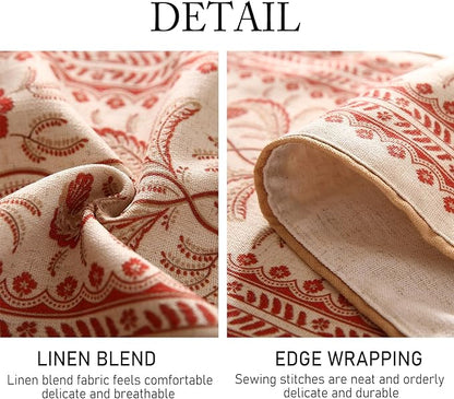 ISAENNE Designer Vintage Linen Table Runner 87 Inches Long,Red Floral Pattern Modern Decor Table Runners for Dining Tables,Thanksgiving,Kitchen Tables,Christmas,Banquet,12"*87"-Chamonix A