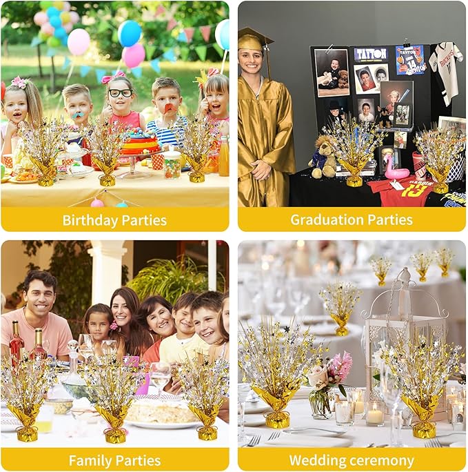 6 Pack Star Table Centerpieces for Party, Birthday Table Decorations for Kids Adults, Party Centerpieces for Tables for Wedding Baby Shower Graduation Holiday Event (Gold Silver)