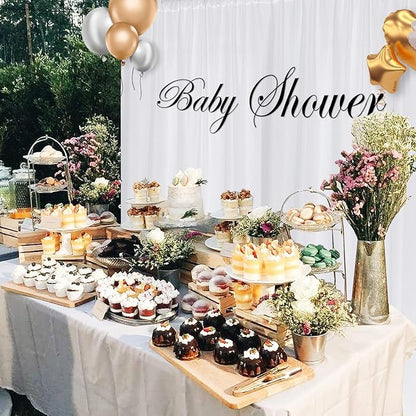 10 ft × 10 ft White Backdrop Curtain for Wedding Decor Holiday Party - White Wedding Backdrop Polyester Photography Backdrop Drapes Baby Shower Birthday Privacy Sliding Curtains Home Decor, 2 Panels