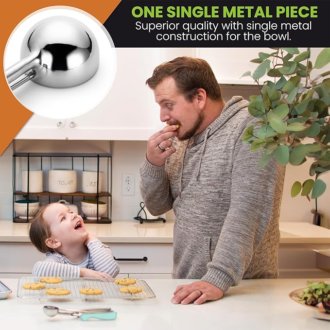 Spring Chef - Mint Small Cookie Scoop for Baking, Multifunctional #60 Melon Baller with Trigger Release for Watermelon, Ice Cream, Protein Ball, Stainless Steel Scooper, 1 Tbsp Cookie Dough Scoop