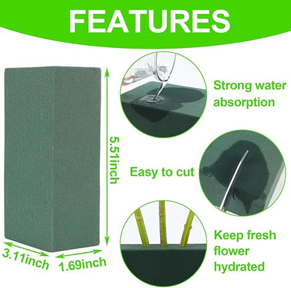CCINEE 3 Pcs Floral Foam Bricks,Mini Florist Flower Foam Green Blocks Supplies for Fresh and Artificial Flower Arrangements Crafts DIY