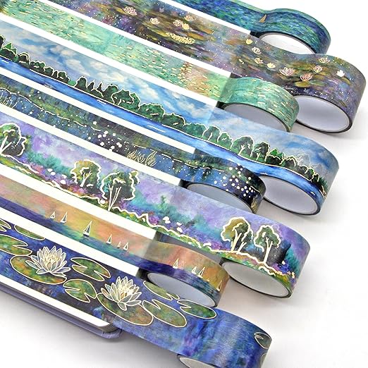 27 Rolls Monet Gold Foil Vintage Washi Tape Set - Decorative Masking Tapes for Scrapbooking, Journaling, Crafts, School Supplies