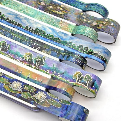 27 Rolls Monet Gold Foil Vintage Washi Tape Set - Decorative Masking Tapes for Scrapbooking, Journaling, Crafts, School Supplies
