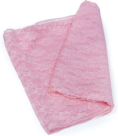 MDS Pack of 15 Wedding 12 x 108 inches Lace Table Runner for Wedding, Decorations for Birthday Parties, Banquets, Graduations, Engagements, and Runners fit Rectangle, Round Table- Blush Pink