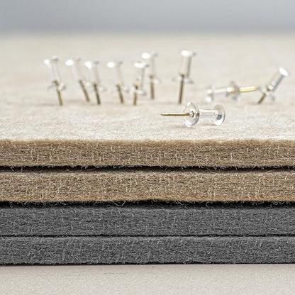 Bulletin Board, 24 x 18 inches Felt Board Decorative Pin Board, Cork Board Alternative for Wall, Foldable Photo Board Self-Adhesive Vision Board Mood Board with 20 Pushpins - Gray