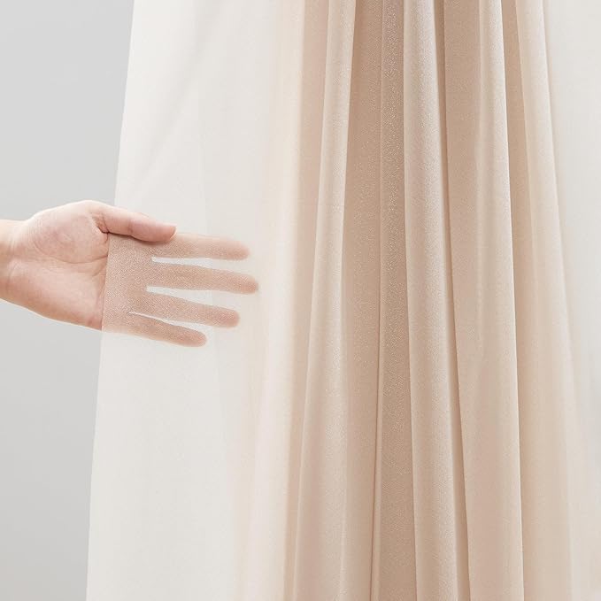 30" x 20Ft Wedding Arch Draping Fabric, 2 Panels Dark Champagne Sheer Curtain Drapes Extra Wide & Long Backdrop Curtains for Wedding Arch Ceremony Birthday Party Decorations