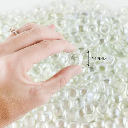 Galashield Flat Glass Marbles for Vases Clear Glass Gems Beads Pebbles Vase Filler (5 LBS, Approx. 540 PCS)