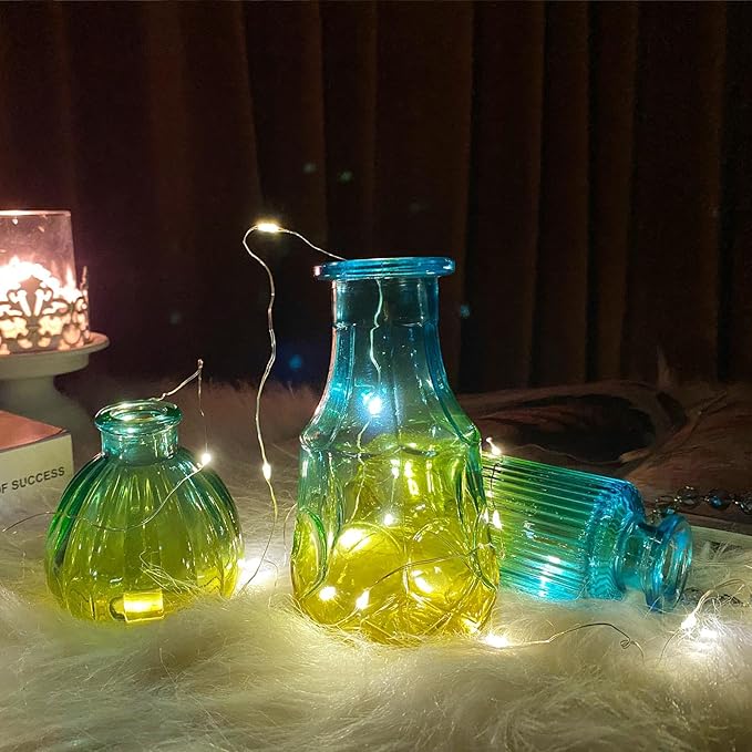 Glass Bud Vases in Bulk Set of 30 Pcs,Small Glass Vases for Flowers as Wedding Centerpieces for Tables,Clear Flower Vases Suitble for Wedding Decorations,Home Decor (Yellow Green, 30 pcs)