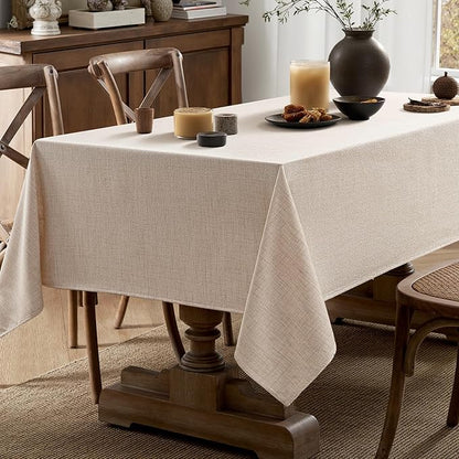 MIULEE Ivory Linen Tablecloth 60x144 Inch Rectangle Table Cloth Waterproof,Stain Resistant & Wrinkle Resistant for Dining Party Wedding