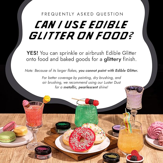 MONÉGASQUE Black Edible Glitter for Drinks 10g – Halloween Edible Glitter for Cakes & Cocktails – Cocktail & Drink Shimmer Dust – Cupcake Sprinkles Decorating Toppers & Cake Decorations Spray Sparkles