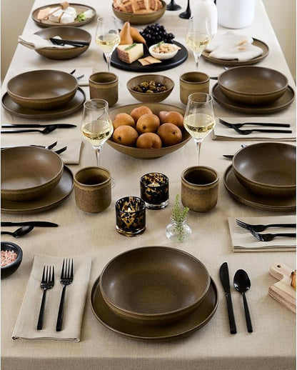Solino Home Linen Natural Tablecloth 60 x 108 Inch - 100% Pure Linen Rectangular Tablecloth - Machine Washable Table Cloth for Fall, Autumn, Thanksgiving, Christmas, Holiday - Fete