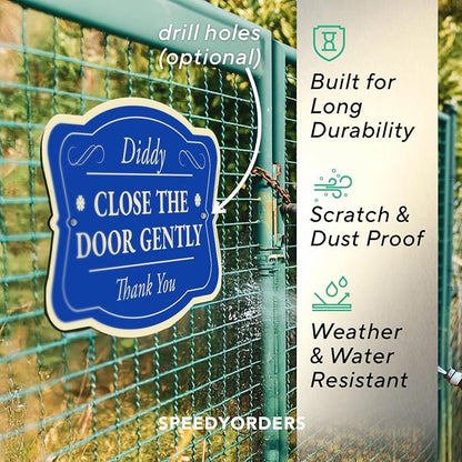 Custom Decorative Outdoor Metal Sign - Personalized Aluminum Driveway Sign, Waterproof, Made in USA - Design 3 Blue Steel 30x24 In