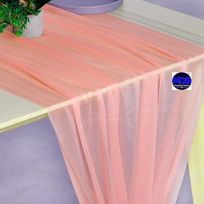 MDS Halloween Chiffon Table Runner - 5 Pack, 29 x 170 Inches, 14ft Each - Sheer Spooky Table Runners for Haunted House Parties, Trick-or-Treat Tables, Witchy Décor, Wedding & Events - Peach