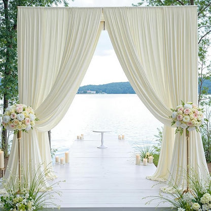 60×12ft Wrinkle Free Ivory Backdrop Curtain for Wedding Parties, 12 Panels 5×12ft Long Soft Silky Polyester Backdrop Drapes Cream Photo Back Drop Curtains for Party Photography Background Cloth