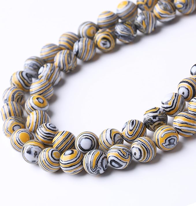 Yellow Peacock Turquoise Stone Beads Gemstone Round Crystal Energy Jade Beads Stone Beads for Jewelry Making DIY Bracelet Necklace Jewelry Making 1 Strand 15.5inch 4MM