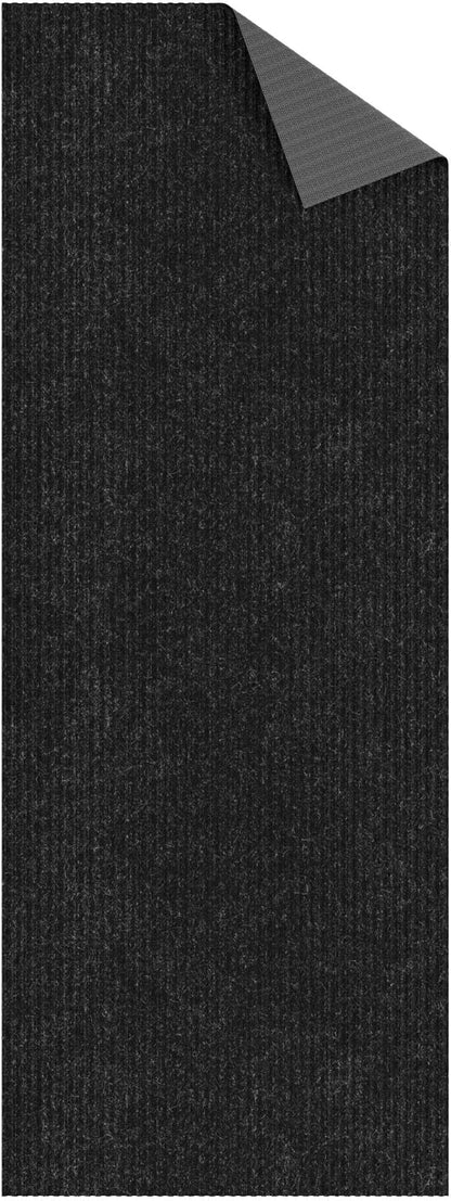 Ottomanson 2' x 25' Hallway Runner with Scraper Pile Extra Durable Non-Slip Rug Mat for Indoor & Outdoor Use - Ideal for Kitchen, Entryway, Patio & Garage - High-Traffic Carpet, Black