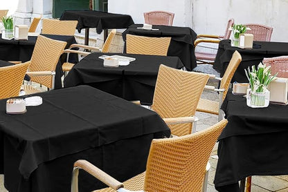 6 Pack Black Square Tablecloths - 52 x 52 Inch, Polyester Table Cover for Square Table, Stain and Wrinkle Resistant Washable Fabric, Restaurant Banquet Party