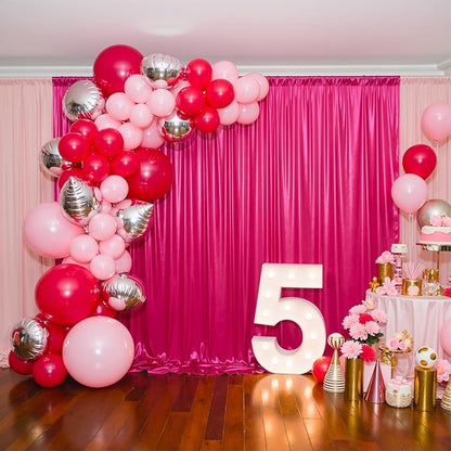 gogoparti 20x10FT Hot Pink Sequin Backdrop Curtain - 4 Panels of 5x10FT Wrinkle-Free Glitter Drapes for Photography, Birthdays, Weddings & Graduations