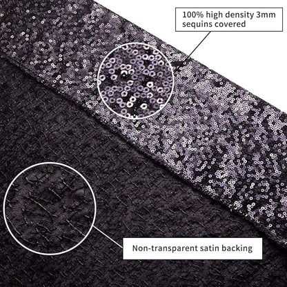 Poise3EHome 10Ft x 10Ft Black Sequin Backdrop Curtain, Glitter Thick Satin Background Drapes, Sparkly Opaque Photography Curtain, Sequence Xmas Thanksgiving Backdrop for Wedding Party Decor