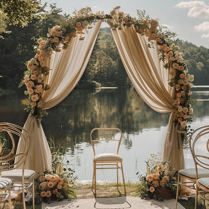 Wokceer Wedding Arch Draping Nude 4 Panels 28.7" x 20FT Sheer Fabric Drapes Backdrop for Ceremony, Birthday Party, Bridal Shower Decoration
