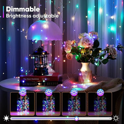 2 Pack 16.4 Ft. Battery Operated Outdoor String Lights with Remote & Timer, LED Multi Color Fairy Lights, Waterproof Twinkle Lights for Bedroom, Dorm, Mason Jar, Wedding, Party, Christmas