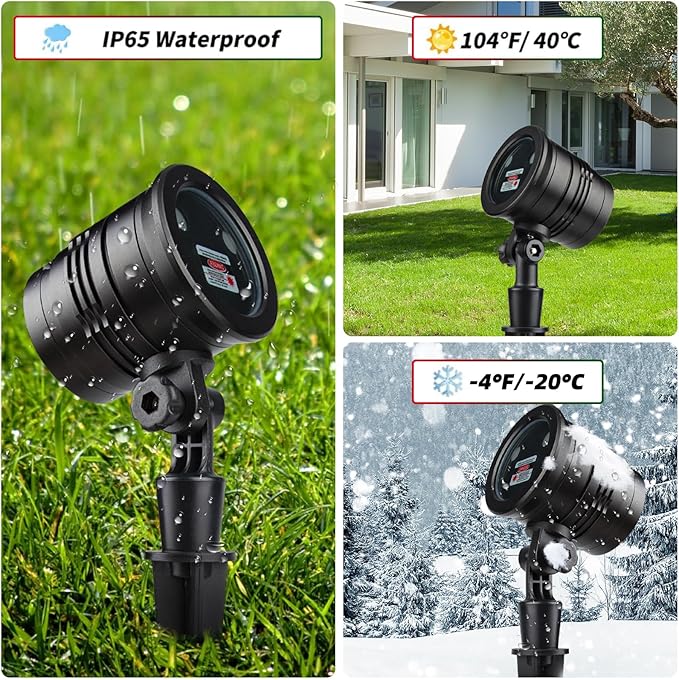 Laser Christmas Projector Lights Outdoor: Waterproof Outdoor Christmas Decorations Laser Light, Projection Christmas Lights for Outside with 5 Patterns, Xmas Spotlight for Yard Garden Holiday Party