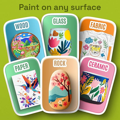 ARTISTRO Acrylic Paint Markers for Rock, Fabric, Wood, Glass, Craft - 24 Quick Dry Dual-Tip Paint Pens for Halloween Decorations - Pumpkin Painting Kit, Drawing Markers, Art Supplies, Christmas Gift