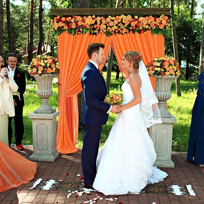 10 x 7 Feet Orange Backdrop Curtain for Partie, Background Curtains for Photoshoot, Birthday, Wedding, Halloween, Thanksgiving, Christmas, New Year Party Decorations 5Ft x 7Ft, 2 Panels