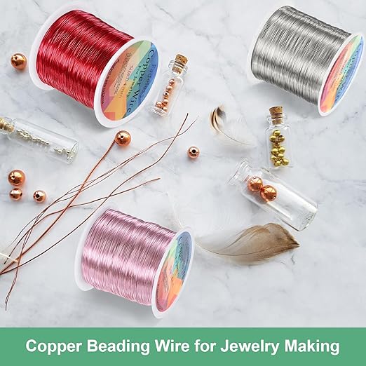 0.2mm Jewelry Wire, 32 Gauge 328FT Craft Wire Copper Beading Wire for Jewelry Making/Planting/Weaving/DIY Crafting, Soft Metal Wires [100M, Light Golden]